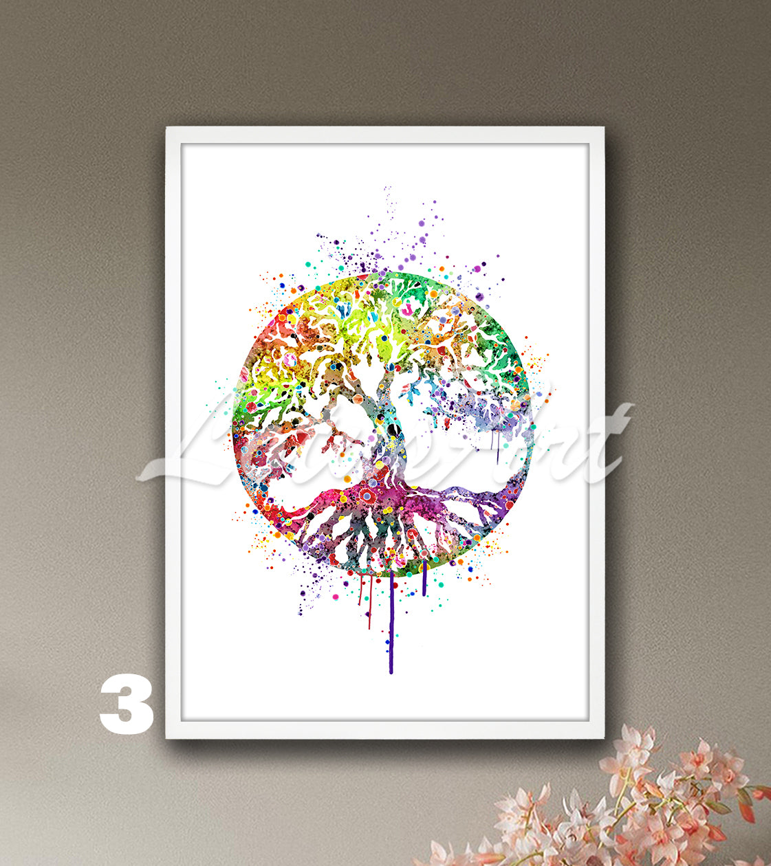 Tree of Life Watercolor Print – Spiritual Harmony Wall Art, Zen Home Decor