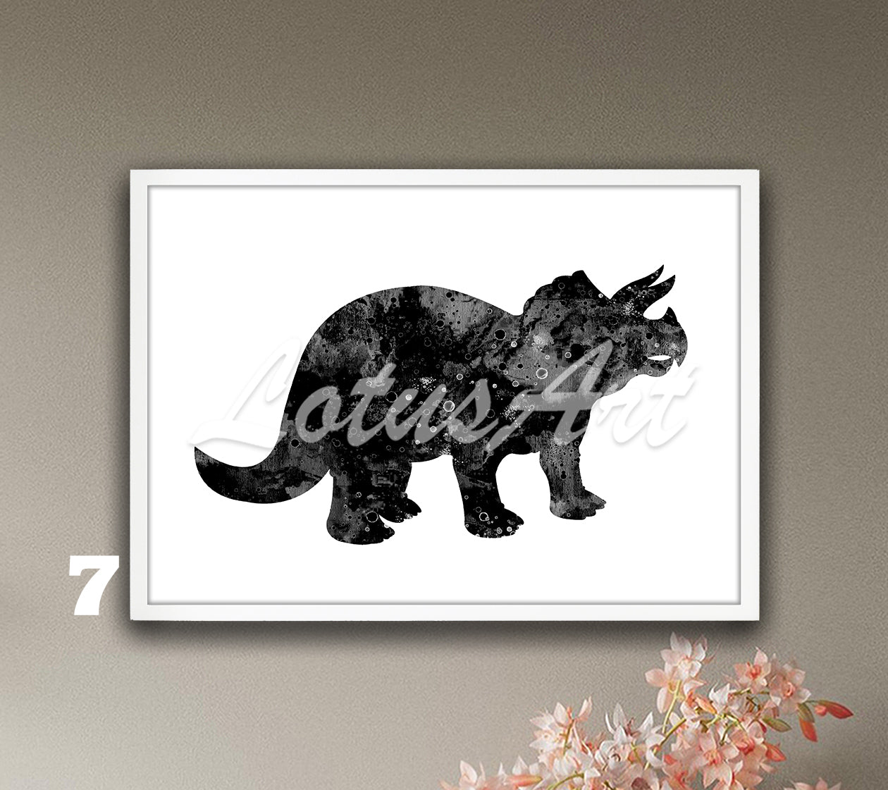 Dinosaur Triceratops Watercolor Wall Art Print | Kids Room & Nursery Dinosaur Decor | Prehistoric Animal Lover Gift