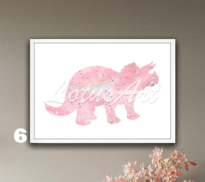 Dinosaur Triceratops Watercolor Wall Art Print | Kids Room & Nursery Dinosaur Decor | Prehistoric Animal Lover Gift