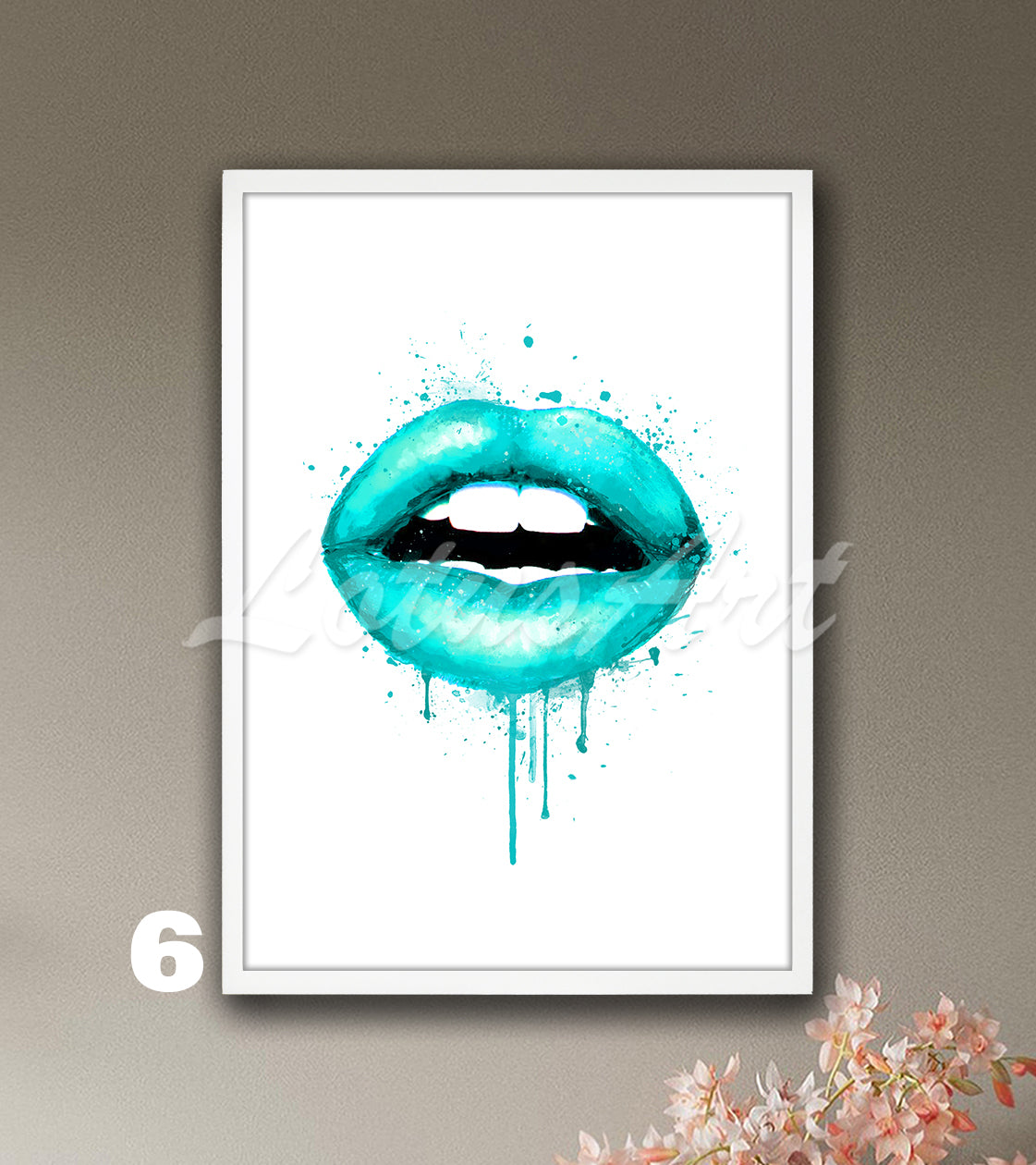 Lips Watercolor Art Print – Chic Fashion Wall Decor for Girls Rooms, Make-Up Poster