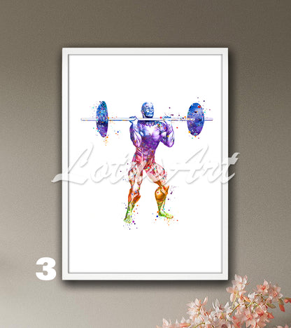 Weightlifter Muscles Anatomy Poster – Sports Medical Wall Art – Watercolor Print