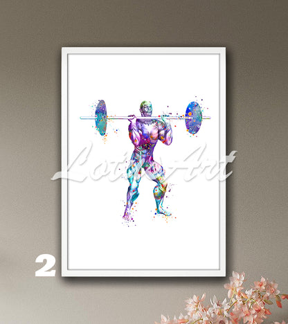 Weightlifter Muscles Anatomy Poster – Sports Medical Wall Art – Watercolor Print
