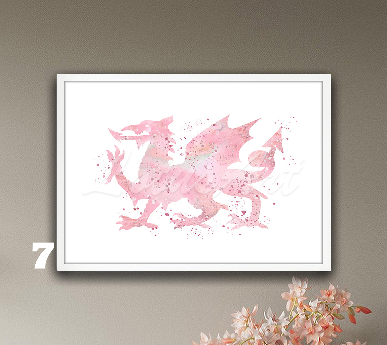 Welsh Dragon Watercolor Print – Y Ddraig Goch Celtic Wall Art