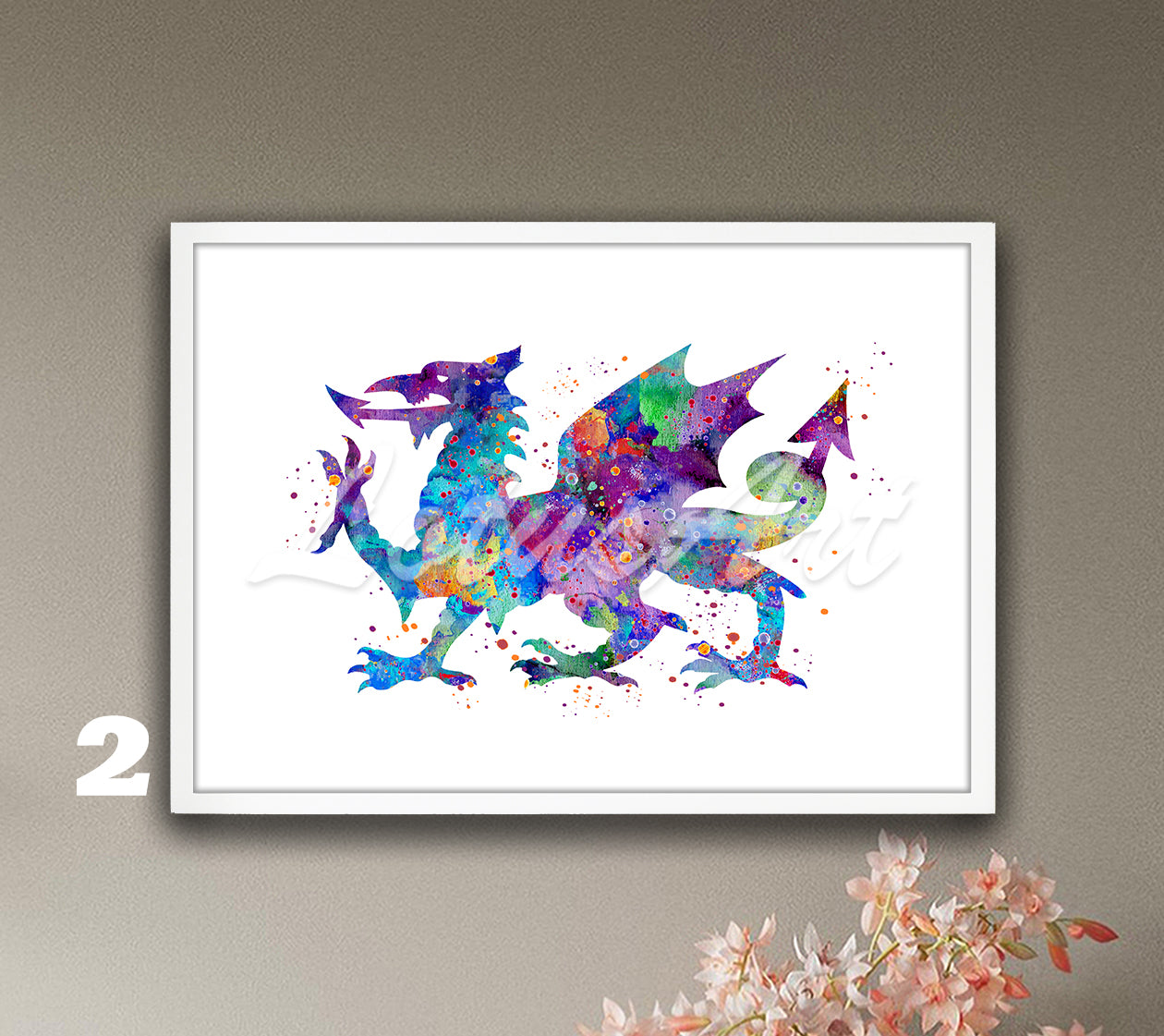 Welsh Dragon Watercolor Print – Y Ddraig Goch Celtic Wall Art