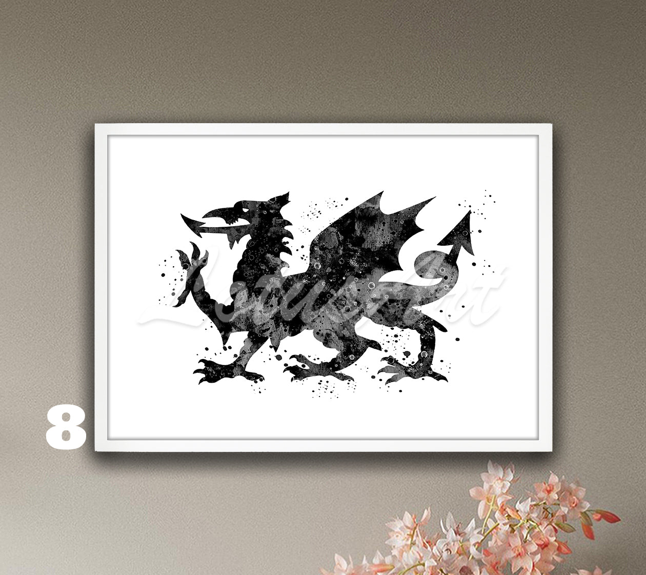 Welsh Dragon Watercolor Print – Y Ddraig Goch Celtic Wall Art
