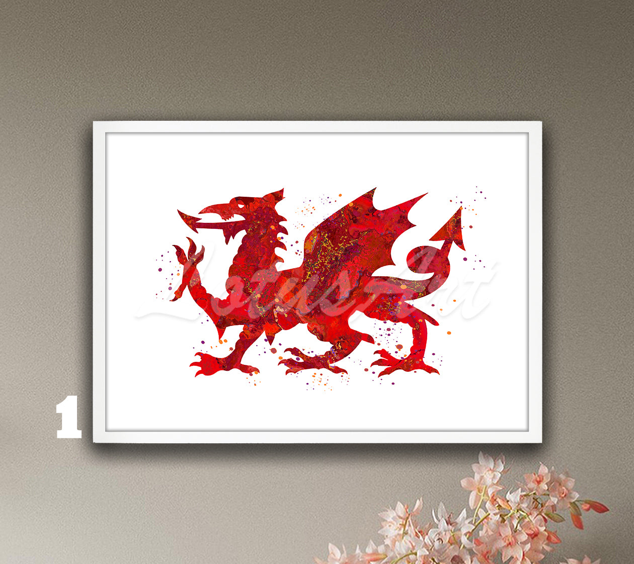 Welsh Dragon Watercolor Print – Y Ddraig Goch Celtic Wall Art