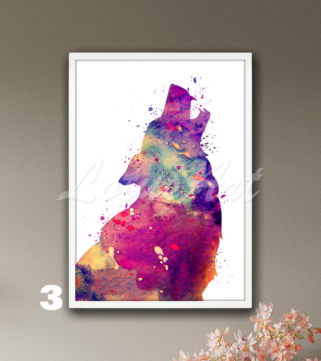Wolf Howling Watercolor Art Print, Wild Animals Home Decor, Kids Room Wall Art