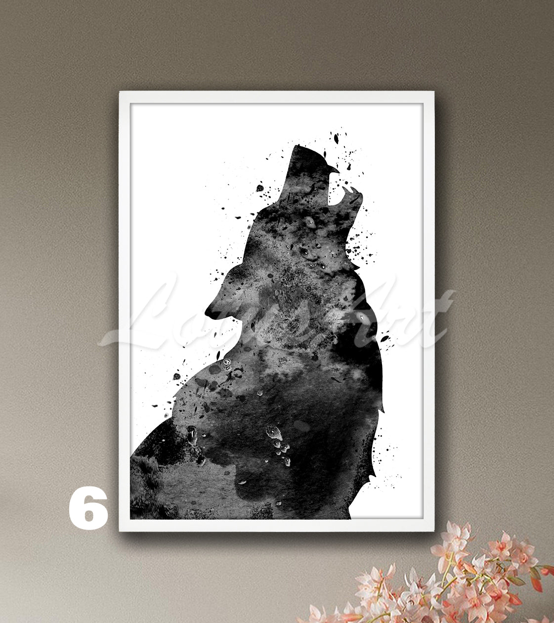 Wolf Howling Watercolor Art Print, Wild Animals Home Decor, Kids Room Wall Art