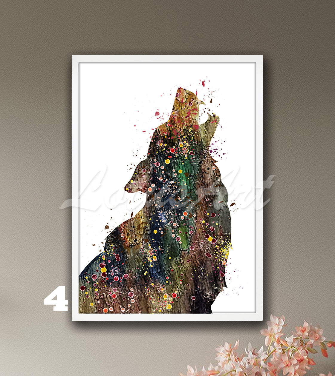 Wolf Howling Watercolor Art Print, Wild Animals Home Decor, Kids Room Wall Art