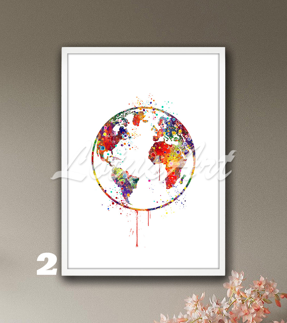 Planet Earth Watercolor Art Print, World Map Decor, Travel Poster, Traveler Gift