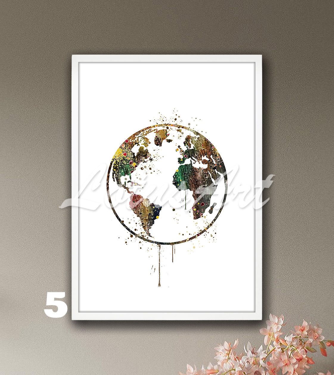 Planet Earth Watercolor Art Print, World Map Decor, Travel Poster, Traveler Gift