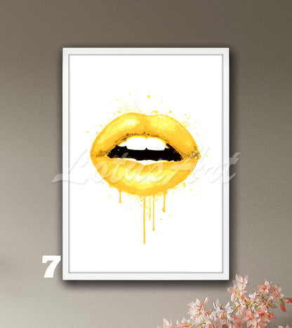 Lips Watercolor Art Print – Chic Fashion Wall Decor for Girls Rooms, Make-Up Poster