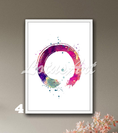 Zen Circle Enso Watercolor Print – Abstract Yoga Wall Art Decor – Zen Circle Symbol