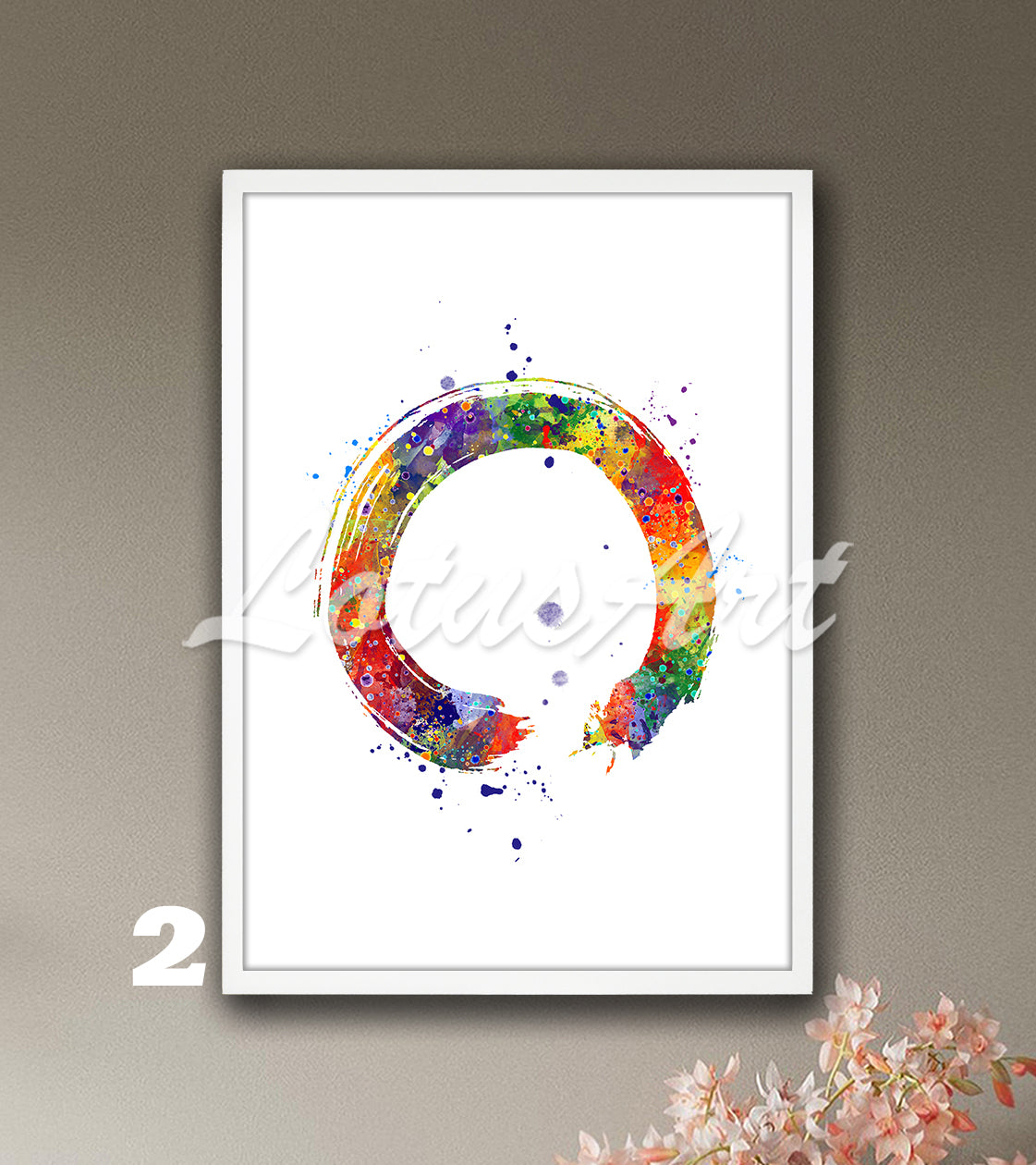 Zen Circle Enso Watercolor Print – Abstract Yoga Wall Art Decor – Zen Circle Symbol