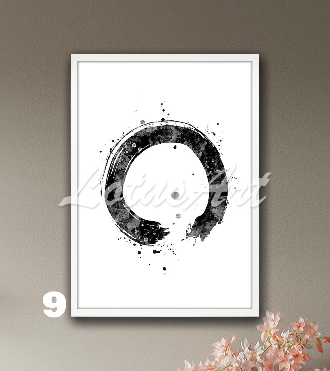 Zen Circle Enso Watercolor Print – Abstract Yoga Wall Art Decor – Zen Circle Symbol