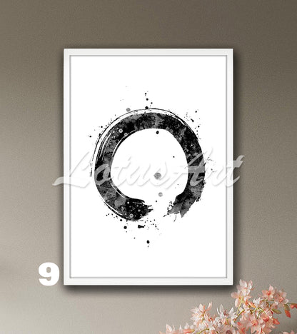 Zen Circle Enso Watercolor Print – Abstract Yoga Wall Art Decor – Zen Circle Symbol