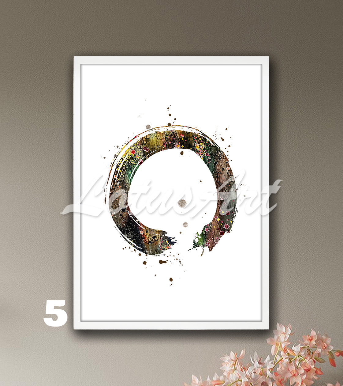 Zen Circle Enso Watercolor Print – Abstract Yoga Wall Art Decor – Zen Circle Symbol