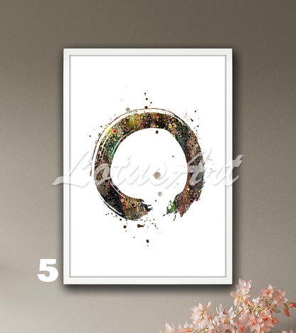 Zen Circle Enso Watercolor Print – Abstract Yoga Wall Art Decor – Zen Circle Symbol