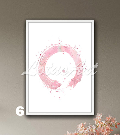 Zen Circle Enso Watercolor Print – Abstract Yoga Wall Art Decor – Zen Circle Symbol