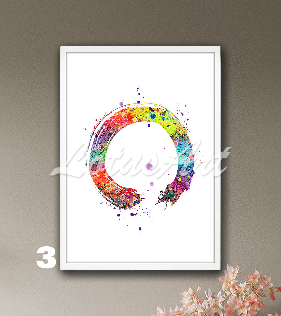 Zen Circle Enso Watercolor Print – Abstract Yoga Wall Art Decor – Zen Circle Symbol
