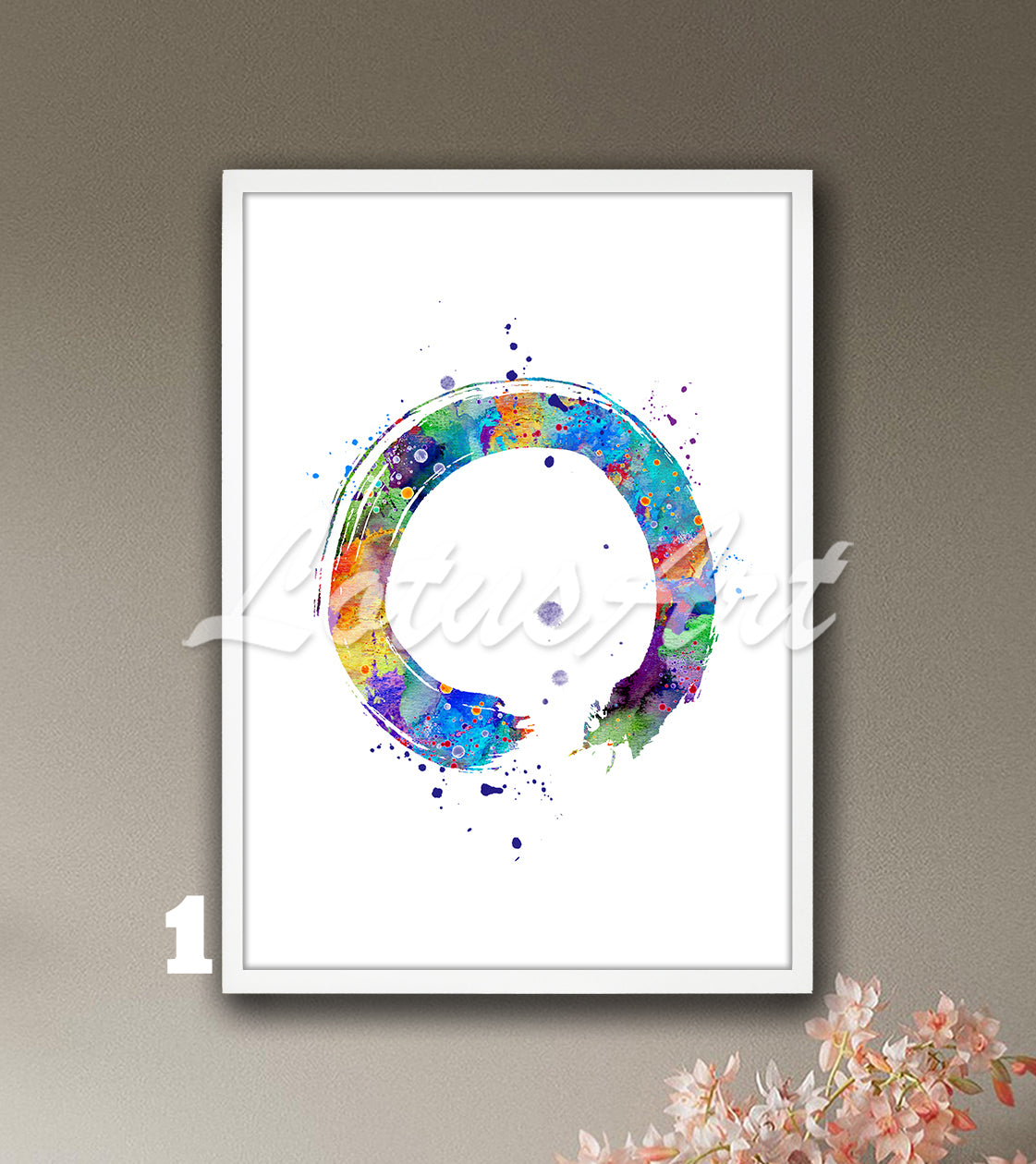 Zen Circle Enso Watercolor Print – Abstract Yoga Wall Art Decor – Zen Circle Symbol