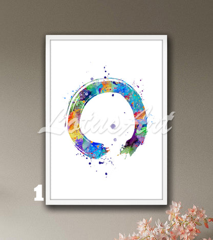 Zen Circle Enso Watercolor Print – Abstract Yoga Wall Art Decor – Zen Circle Symbol